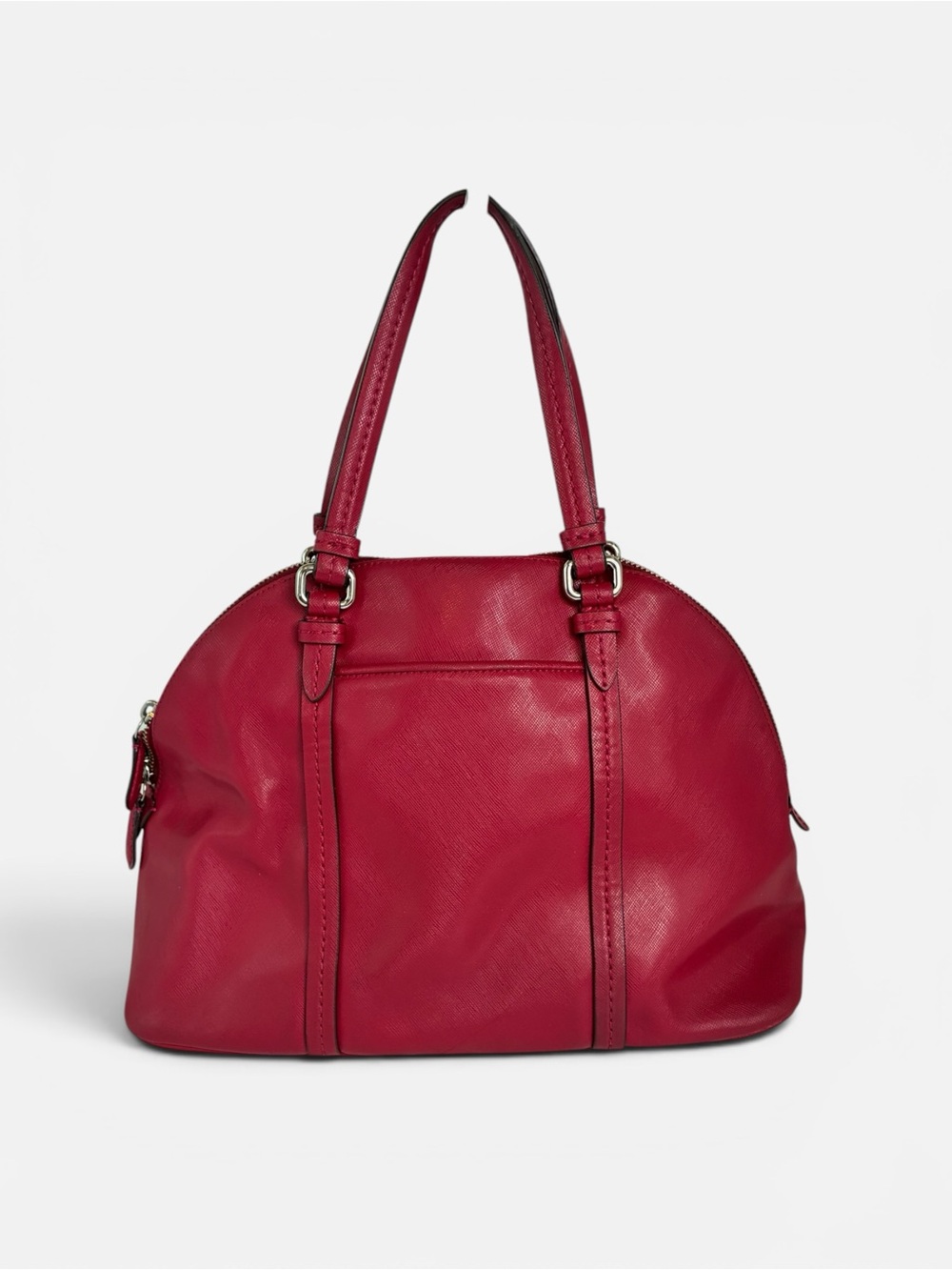 Coach Fuchsia Pink Saffiano Leather Dome Satchel Shoulder Crossbody Bag - Picture 2 of 9